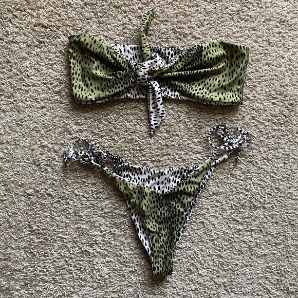 Reversible Animal Print Bandeau Bikini - Picture 1 of 5